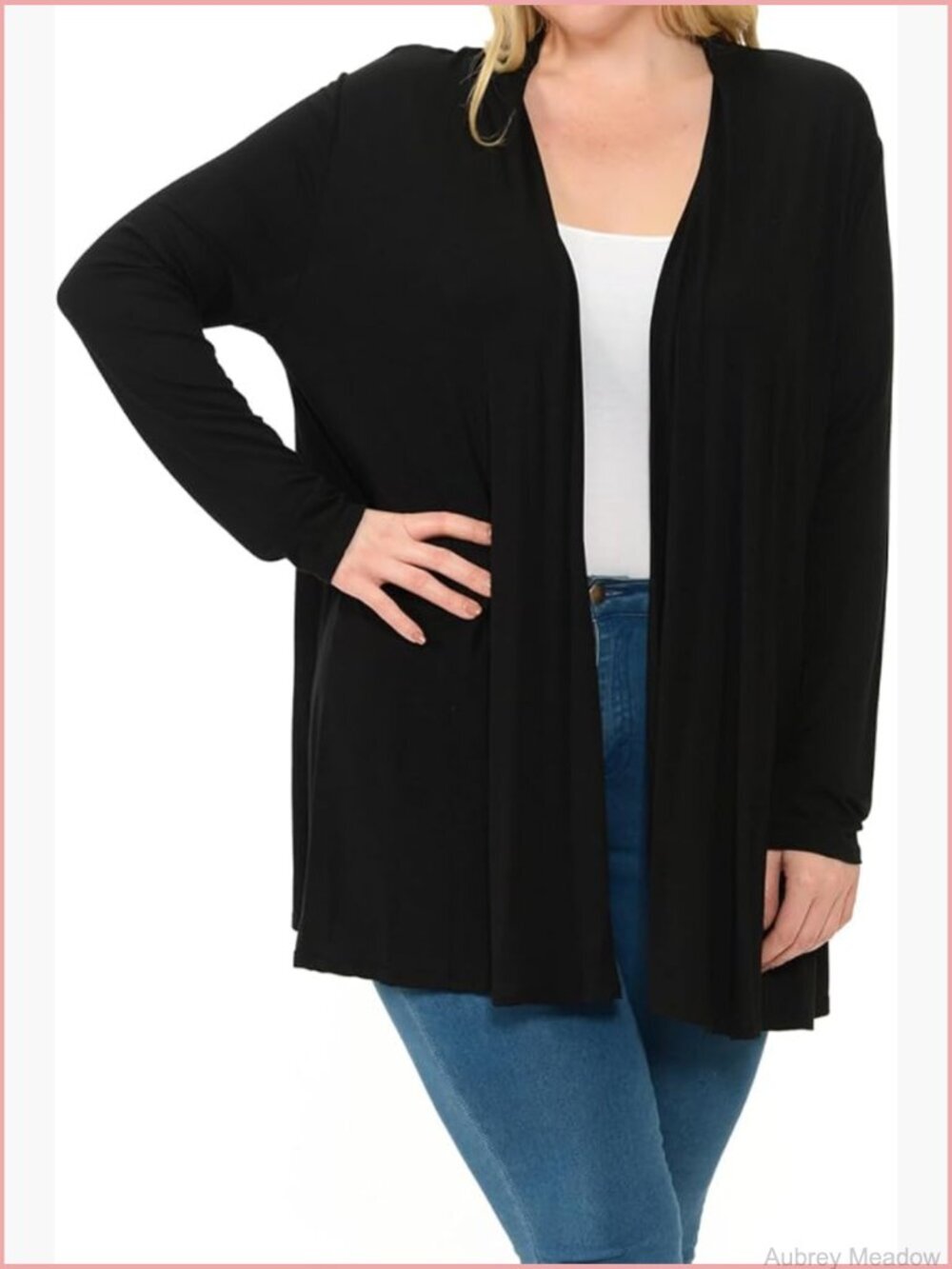 Plus Size Long Sleeve Open Front Cardigan Rayon Spandex